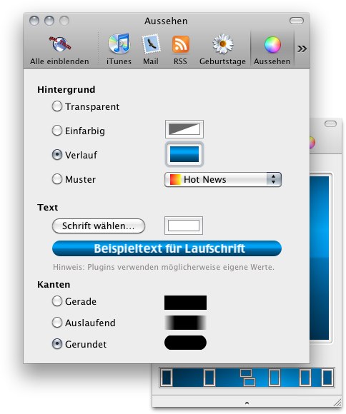 Universal Ticker Appearance Panel